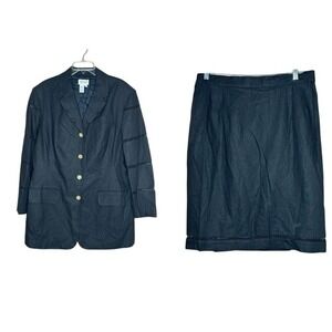 Apart Impressions Blazer & Skirt Set Linen Blend Women's Size 16 Lagenlook Black